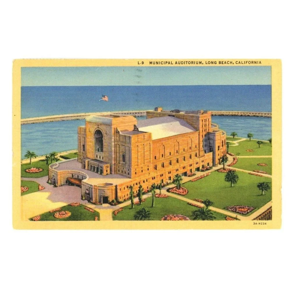 Vintage Postcard Long Beach California‎ Municipal Building USA Posted Stamped